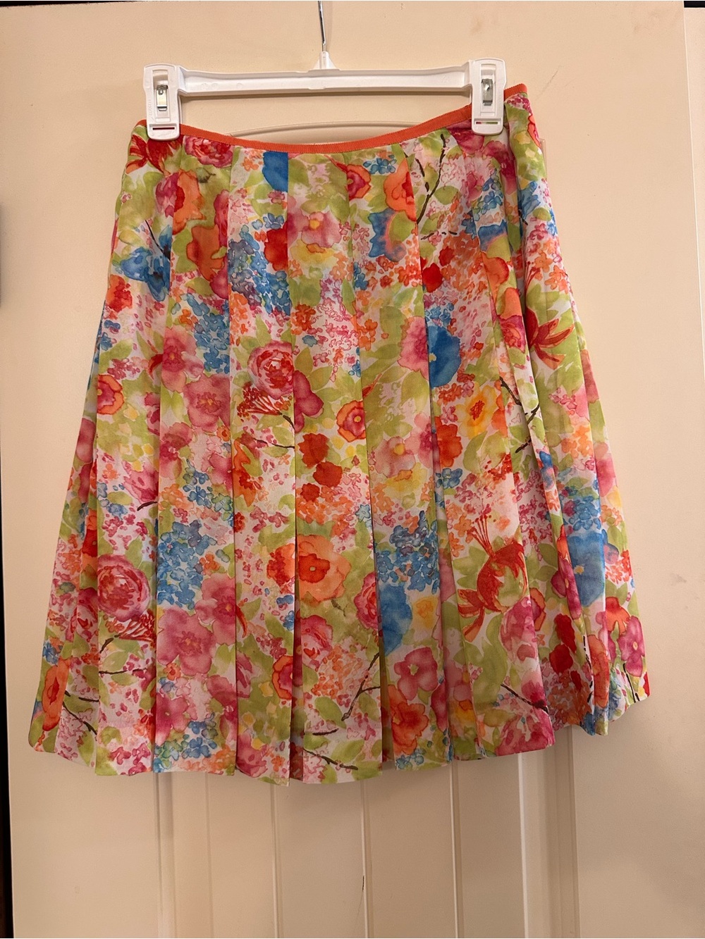 Nine & Co. Bright Floral Pleated Skater Skirt in Pink, Blue, Green & Orange